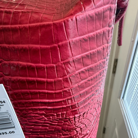 NWT Brahmin Weekender in Merlot Elegant Red Crocodile-Embossed Tote Bag - Picture 4 of 10